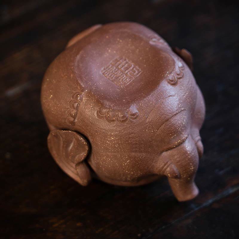 Buddha Stones Elefante Lindo Nubes Propicias Tetera De Cerámica De Arcilla Púrpura