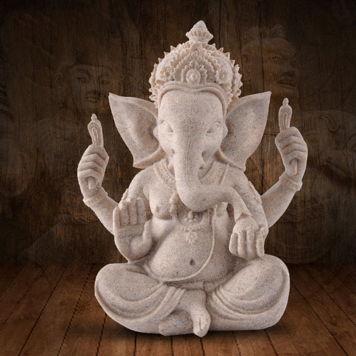 Estatua de elefante Ganesh Ganpati de Buddha Stones , bendición de riqueza, decoración del hogar