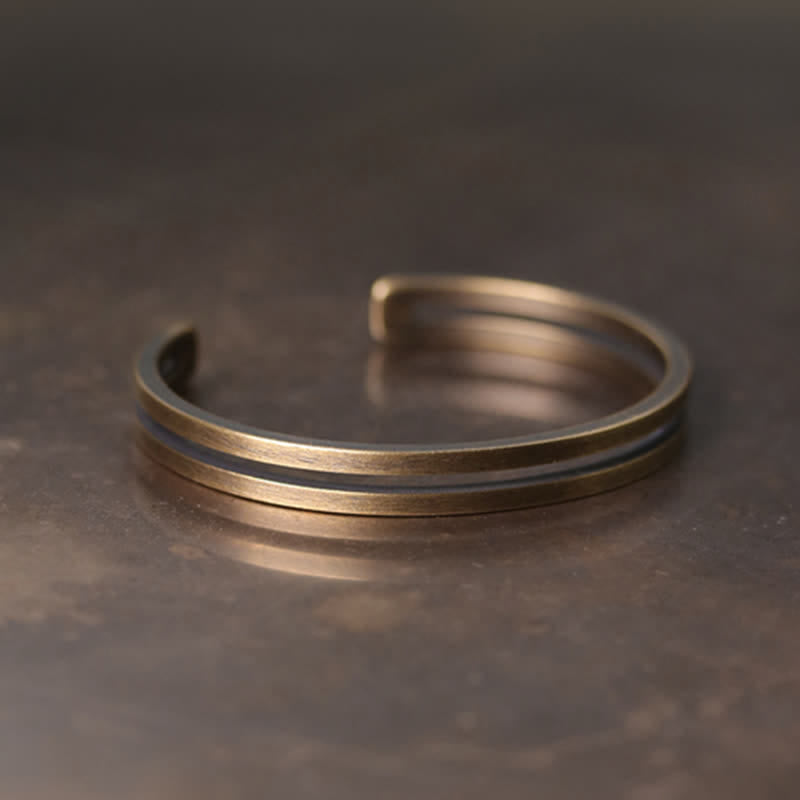 Pulsera vikinga de la suerte de cobre rústico con Buddha Stones