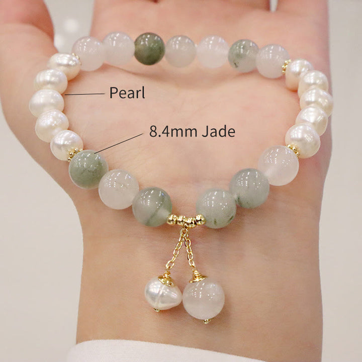 Pulsera de sinceridad curativa de jade y perlas naturales de Buddha Stones