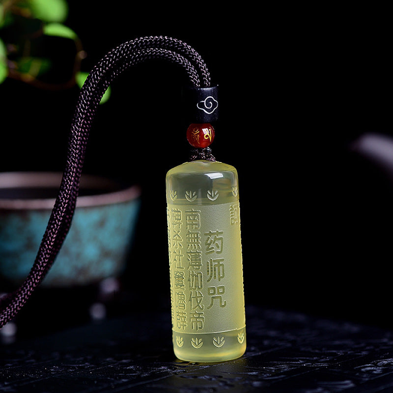 Colgante de collar de fuerza de felicidad de citrino de Sutra del corazón