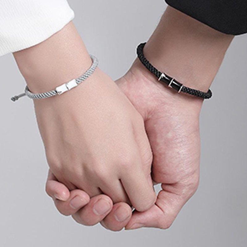 Pulsera de cuerda de pareja curativa con patrón de bambú de Buddha Stones