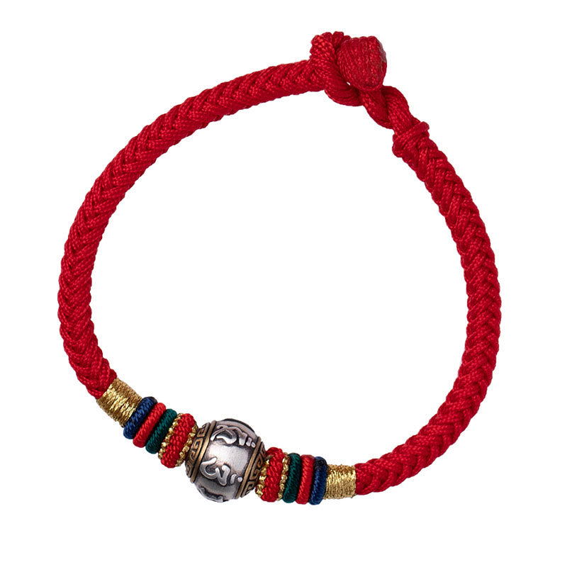Pulsera trenzada con nudo de King Kong, hecha a mano, de Plata de Ley 925 con Buddha Stones , Om Mani Padme Hum, protección de la suerte, Tíbet
