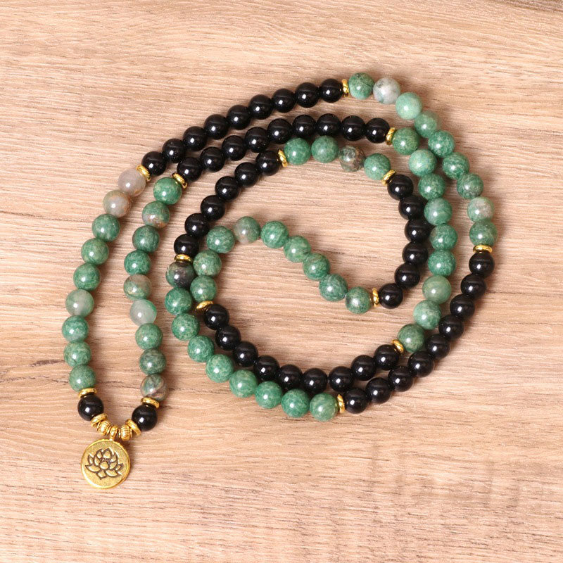 Pulsera curativa Mala de ágata natural con 108 Buddha Stones