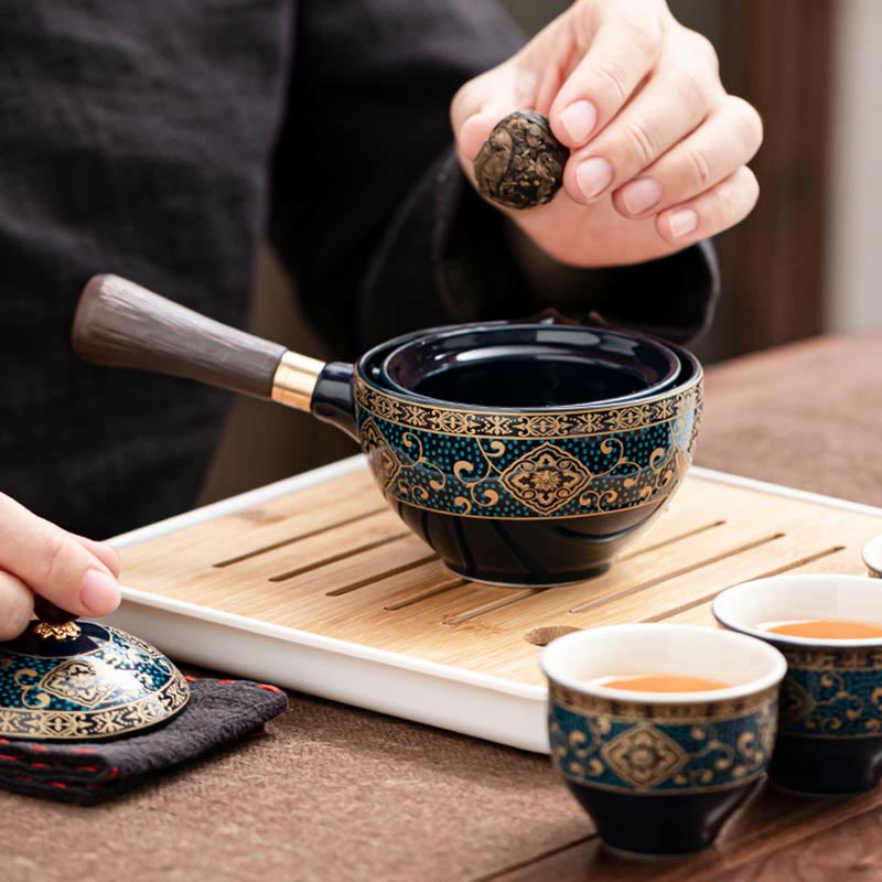 Juego de té chino Gongfu con Buddha Stones , tetera de cerámica, bolsa de regalo portátil