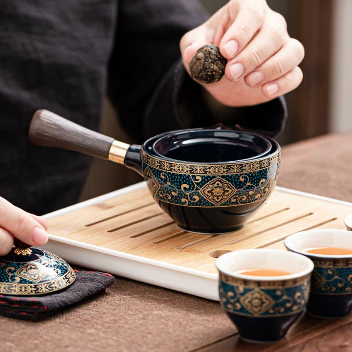 Juego de té chino Gongfu con Buddha Stones , tetera de cerámica, bolsa de regalo portátil