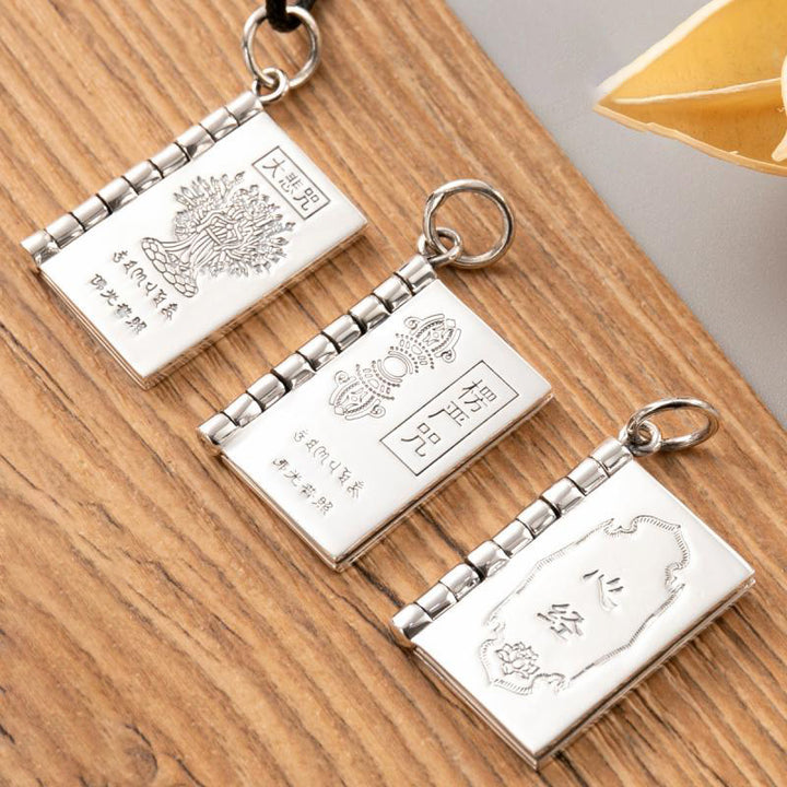 Colgante de plata de ley 990 con forma de corazón, Sutra, gran compasión, Shurangama, Mantra, loto, Vajra, paz - image 2