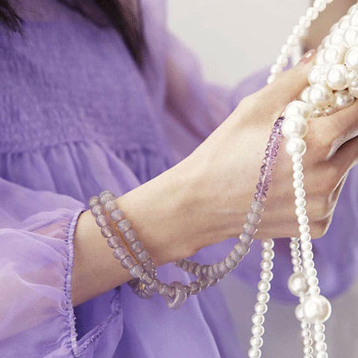 Pulsera curativa de meditación de cristal de amatista natural