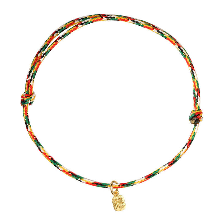 Buddha Stones auspicioso personaje Fu paz y alegría suerte pulsera multicolor hecha a mano para niños y adultos