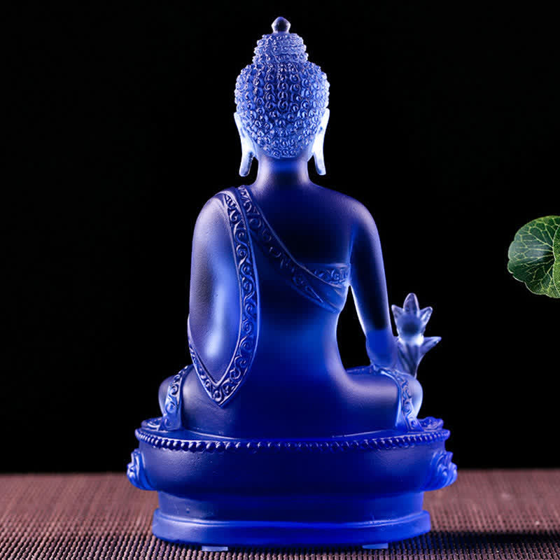 Buda medicinal hecho a mano Liuli Crystal Art Piece estatua de compasión decoración de oferta en casa y oficina