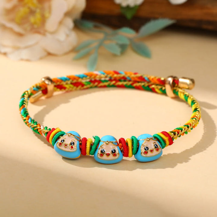 Pulsera hecha a mano para niños y adultos con diseño de Zongzi de cuerda colorida con Buddha Stones