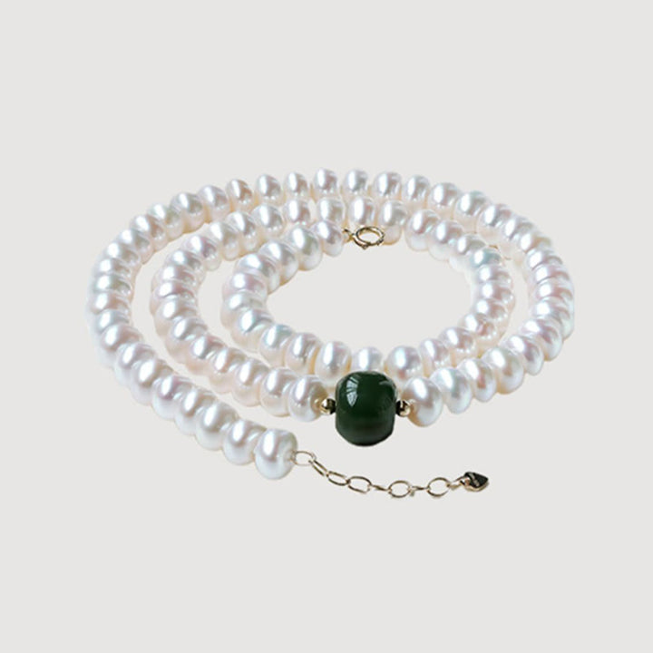 Buddha Stones de Plata de Ley 925, Perla Natural, Jade hetiano, aguamarina, sabiduría, sinceridad, collar, pulsera con colgante