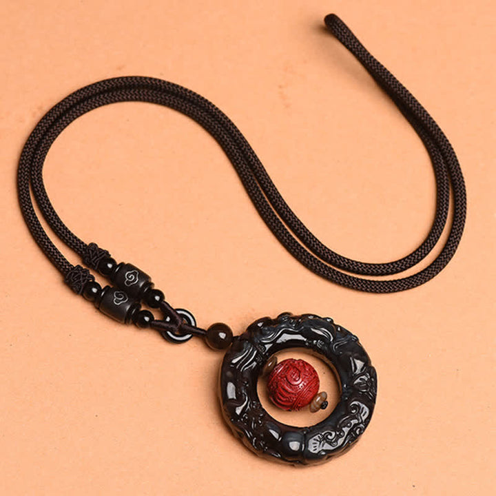 Colgante de collar curativo de cinabrio PiXiu de obsidiana arcoíris Natural FengShui de Buddha Stones - image 9