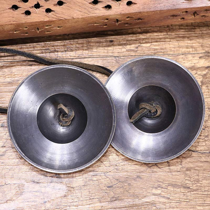 Campana tibetana Tingsha de cobre, decoración de la suerte con bolsa