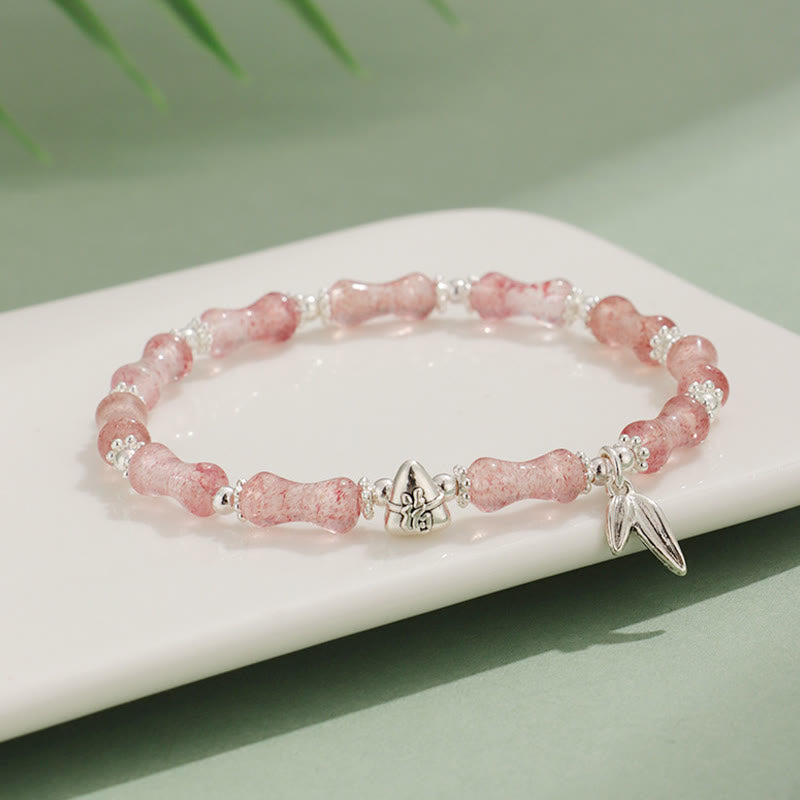 Buddha Stones Peridoto Jade Blanco Fresa Cuarzo Aventurina Verde Bambú Fu Carácter Suerte Pulsera