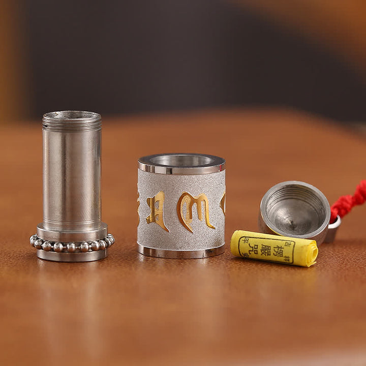 Buddha Stones Tíbet Om Mani Padme Hum Shurangama Mantra Titanio Acero Sabiduría Amuleto Collar Colgante - image 13