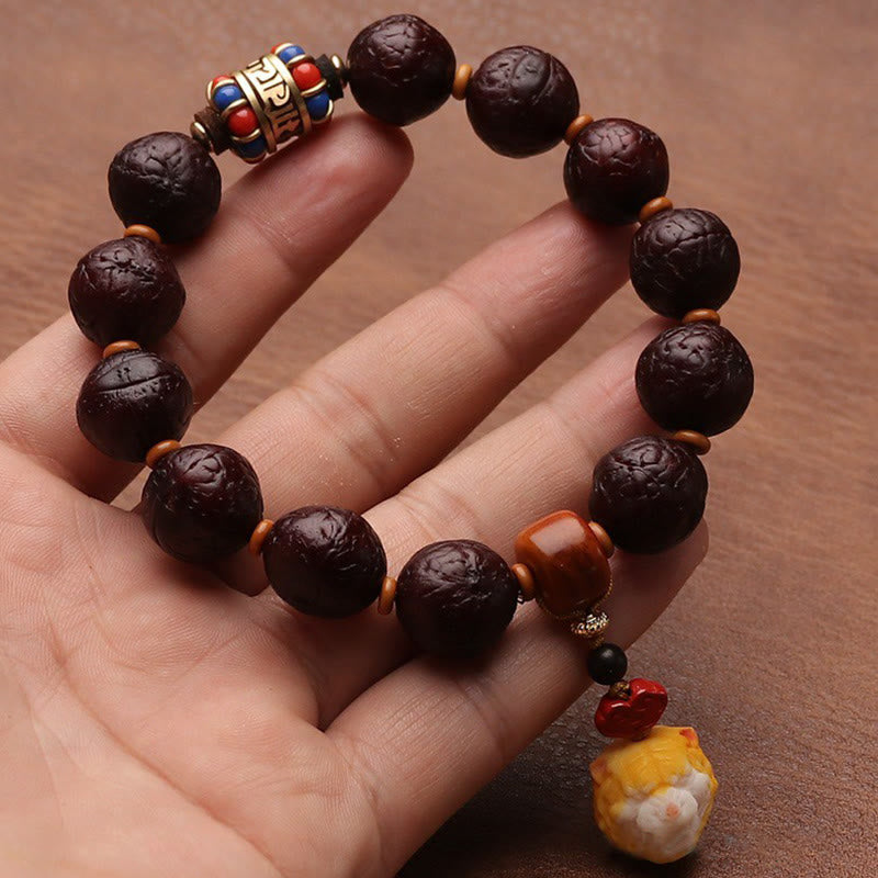 Cuenta de ágata de semilla de Bodhi tibetana, abalorio de borla de suerte y riqueza, Mala para muñeca