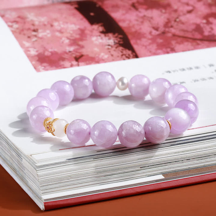 Kunzite Hetian White Jade Gourd Love Pulsera de crecimiento espiritual