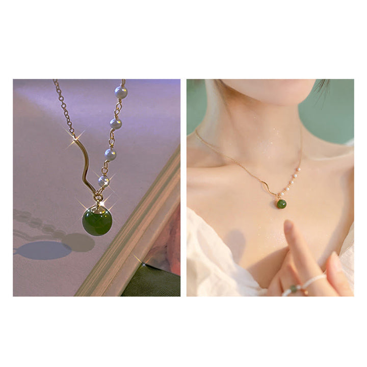 Piedras de BudaColgante de collar de cuentas de suerte de perlas de jade natural de Hetian