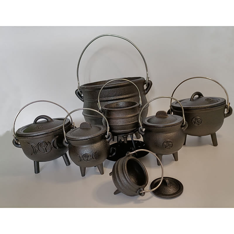 Buddha Stones, caldero de hierro fundido, altar de oración, soporte para quemar incienso, salvia, rituales de manchas, artículos de uso