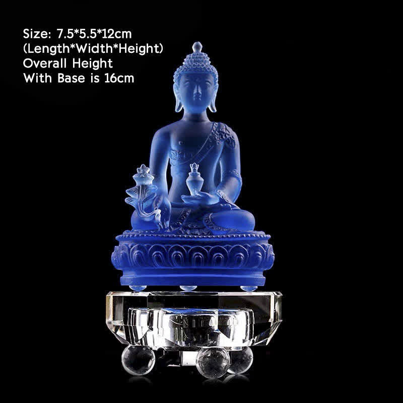 Buda medicinal hecho a mano Liuli Crystal Art Piece estatua de compasión decoración de oferta en casa y oficina