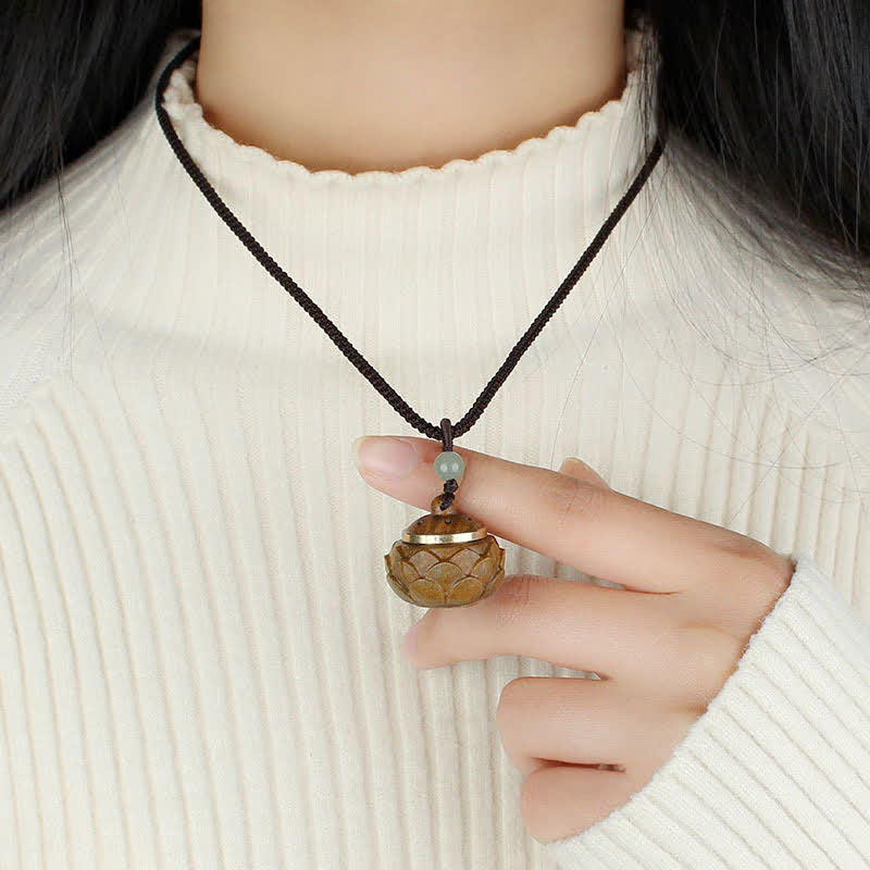 Buddha Stones Tíbet Sándalo Verde Palisandro Om Mani Padme Hum Loto Collar Calmante Positivo Colgante - image 10