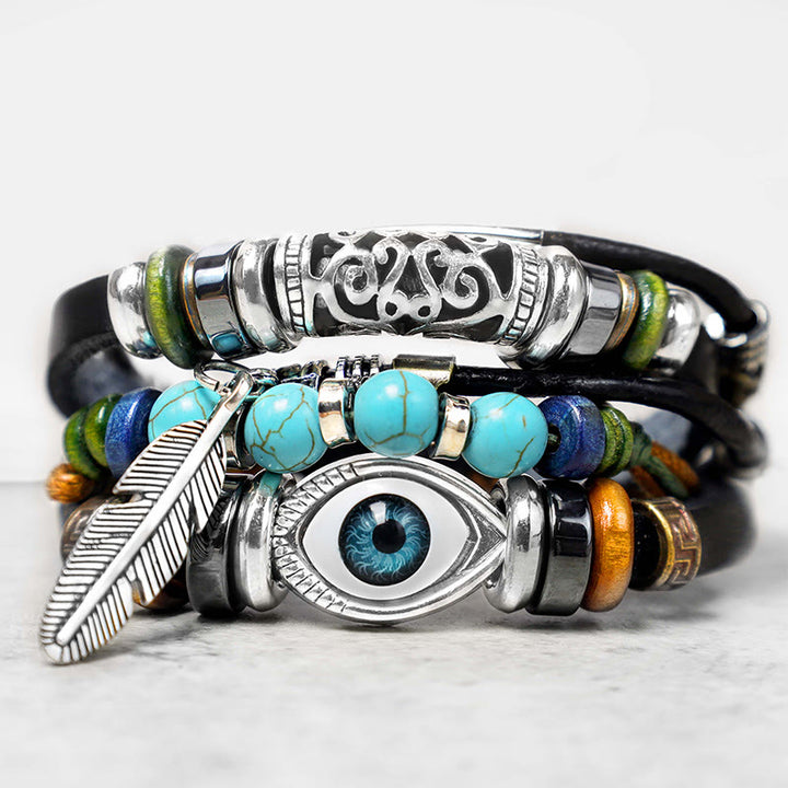 Pulsera de purificación de mal de ojo de turquesa tibetana con Buddha Stones