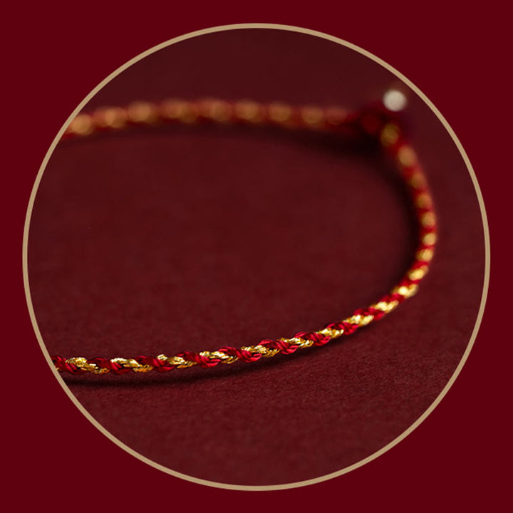 Pulsera de la suerte trenzada con nudo King Kong, hecha a mano, chapada en oro de 14 quilates con Buddha Stones