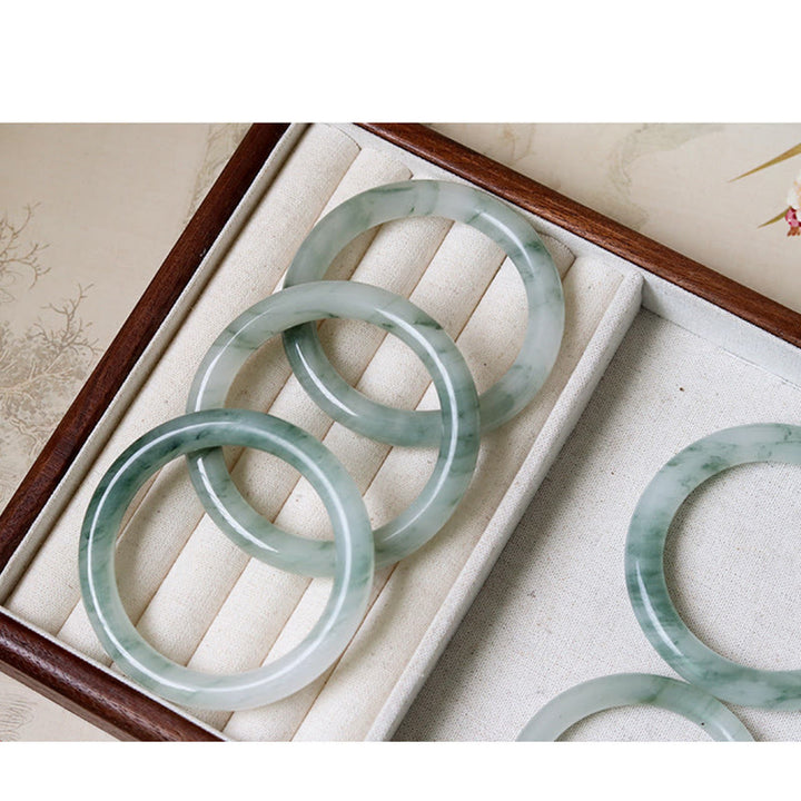 Brazalete de prosperidad de la suerte de jade natural con Buddha Stones