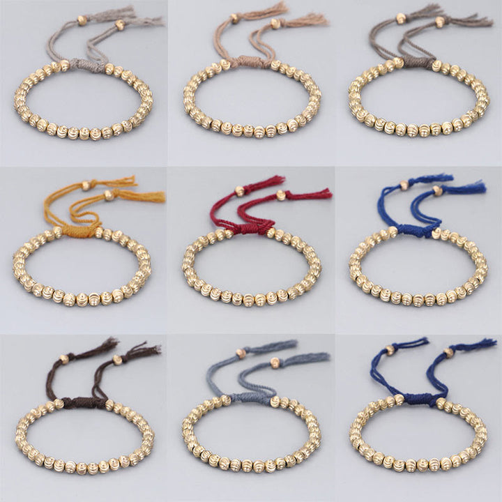 Pulsera de hilo de la suerte con cuentas de cobre hechas a mano tibetana con Buddha Stones