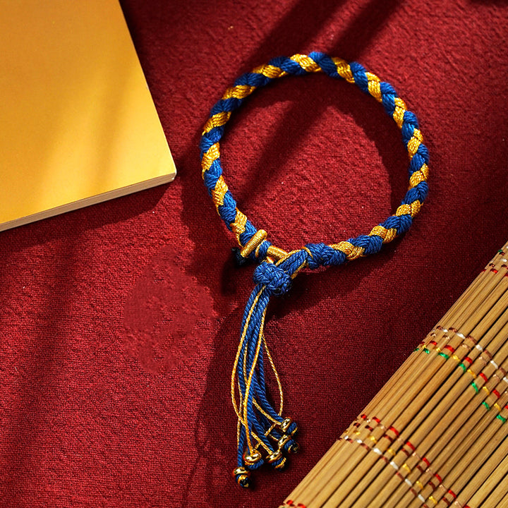 Pulsera trenzada de la suerte con cuerda a escala de dragón, cinco dioses tibetanos hechos a mano con Buddha Stones