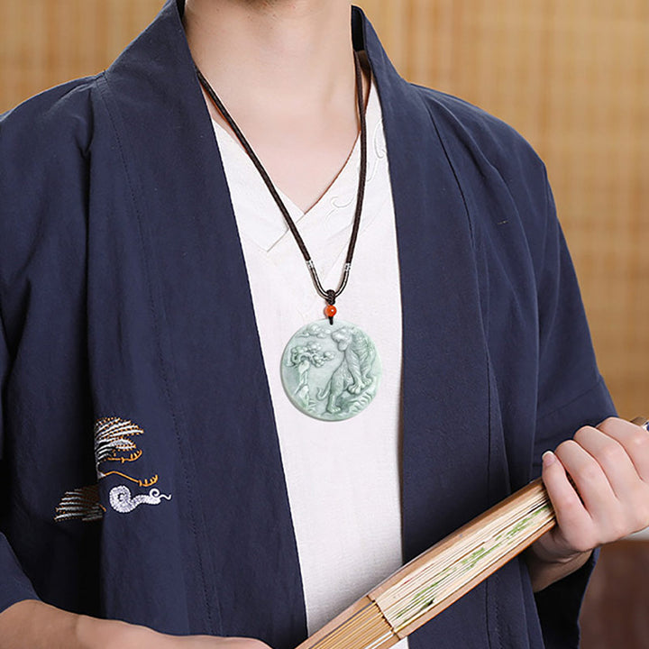 Collar de protección de jade con tigre del zodiaco chino con Buddha Stones, colgante de cadena - image 4