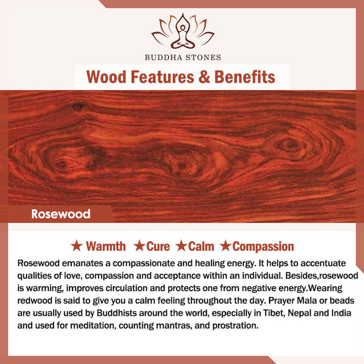 Pulsera cálida de palisandro tibetano con Buddha Stones (tipo aleatorio)