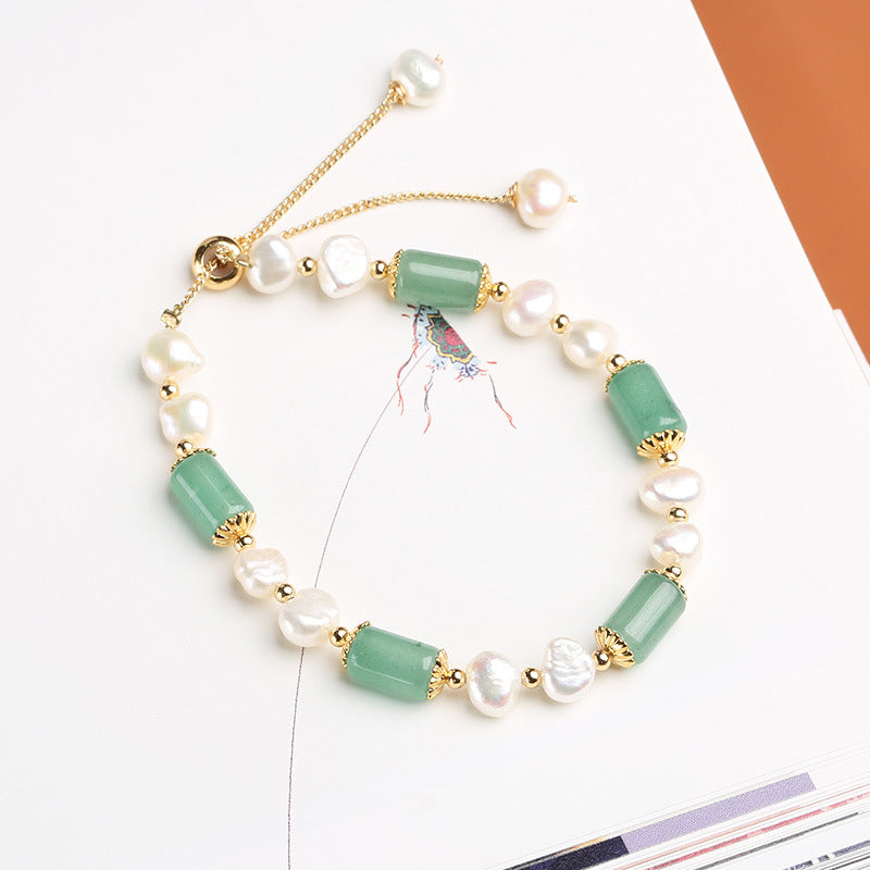 Pulsera de la Suerte con Cuentas de Cristal Rosa y Perla de Aventurina Verde con Buddha Stones