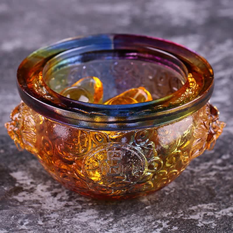 Pieza de arte hecha a mano de Liuli Crystal Treasure Bowl para decoración del hogar