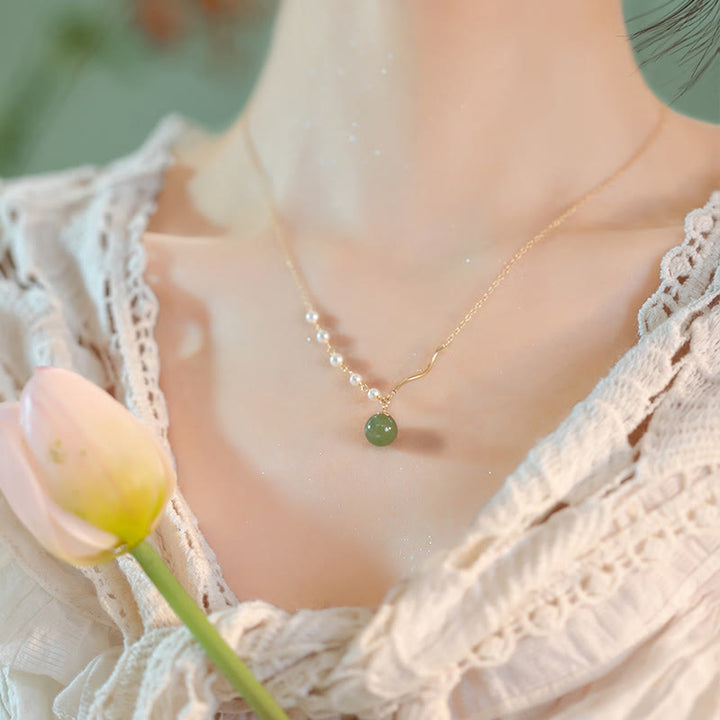 Piedras de BudaColgante de collar de cuentas de suerte de perlas de jade natural de Hetian