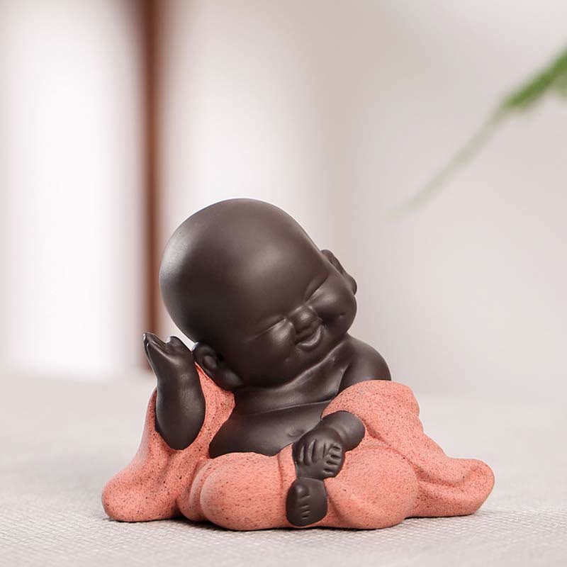 Buddha Stones siempre sonriendo, Buda riéndose, riqueza, suerte, arcilla púrpura, estatua de Maitreya, decoración