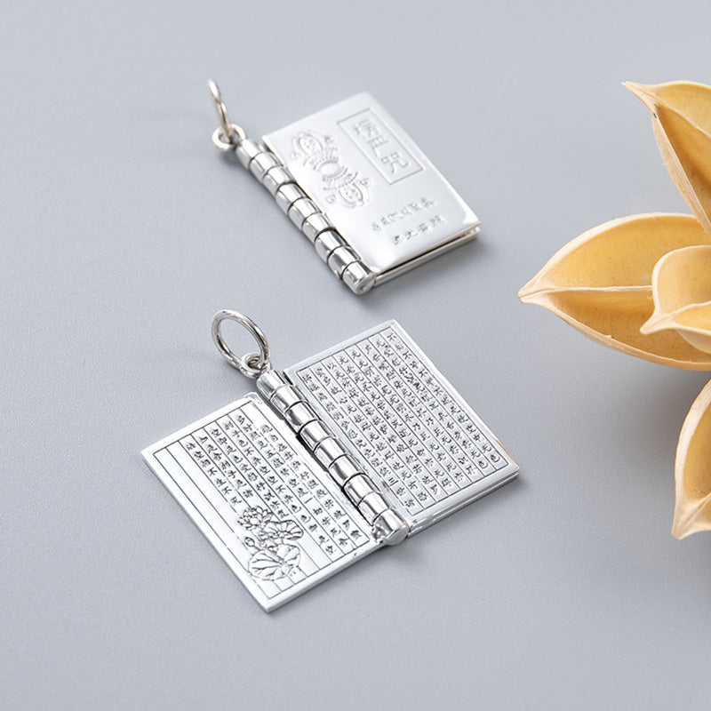 Colgante de plata de ley 990 con forma de corazón, Sutra, gran compasión, Shurangama, Mantra, loto, Vajra, paz - image 3