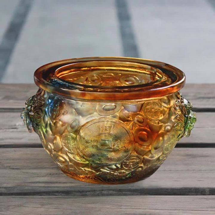 Pieza de arte hecha a mano de Liuli Crystal Treasure Bowl para decoración del hogar
