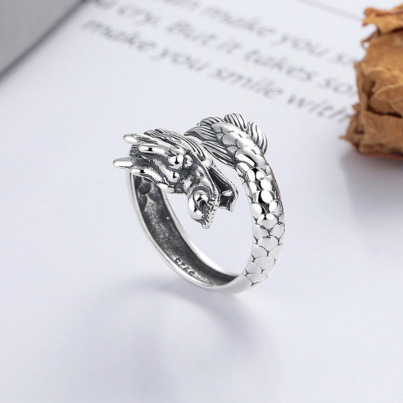 Anillo de metal ajustable con Buddha Stones de plata de ley 925, año del dragón, fuerza de la suerte - image 2