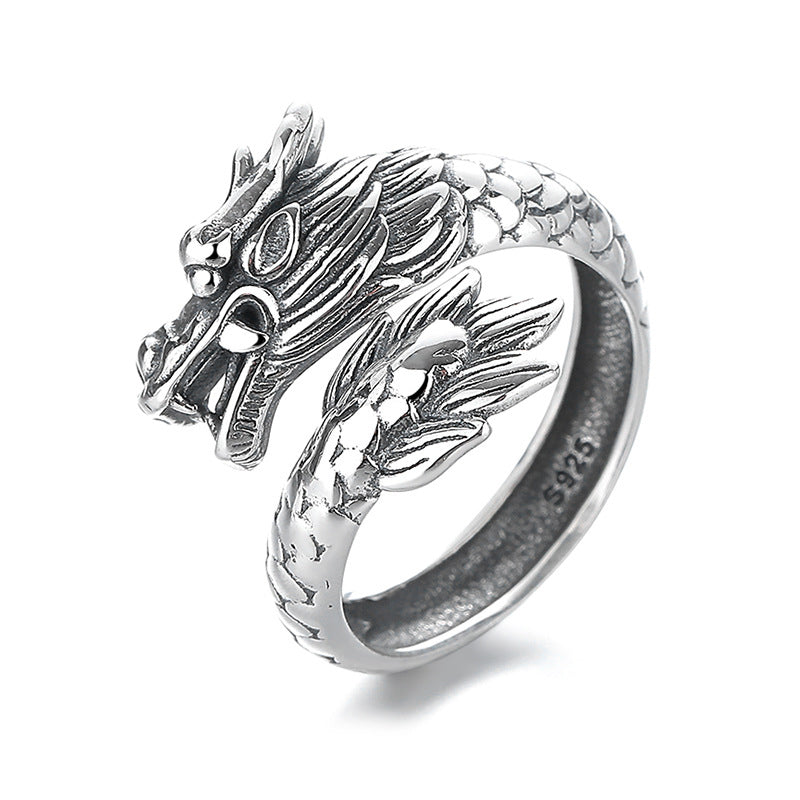 Anillo de metal ajustable con Buddha Stones de plata de ley 925, año del dragón, fuerza de la suerte - image 4