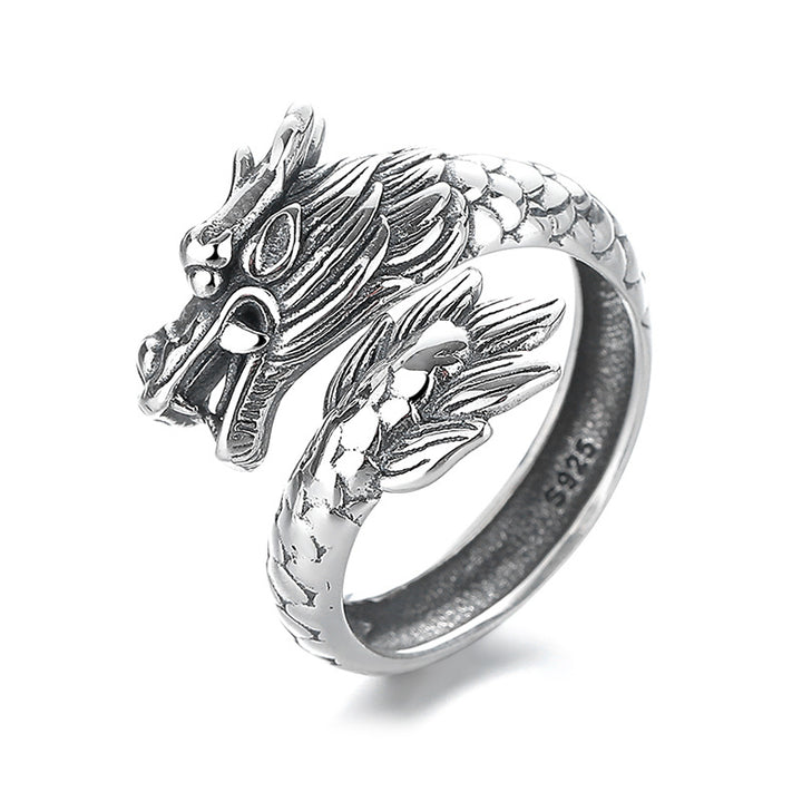Anillo de metal ajustable con Buddha Stones de plata de ley 925, año del dragón, fuerza de la suerte - image 4