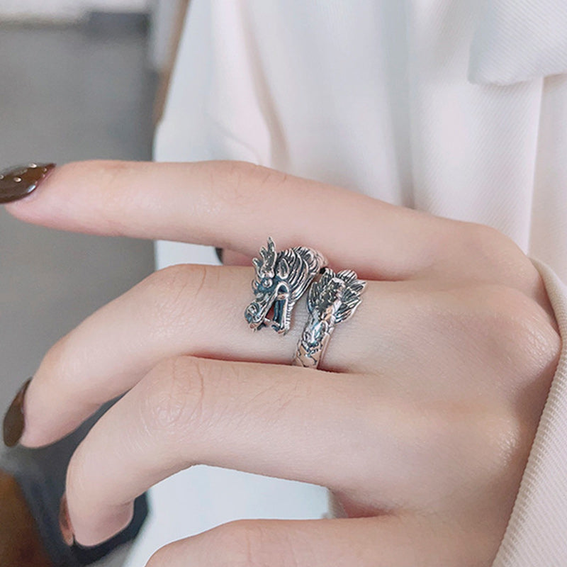 Anillo de metal ajustable con Buddha Stones de plata de ley 925, año del dragón, fuerza de la suerte - image 6