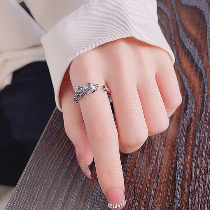 Anillo de metal ajustable con protección de la suerte del Año del Dragón de plata de ley 925 con Buddha Stones - image 3