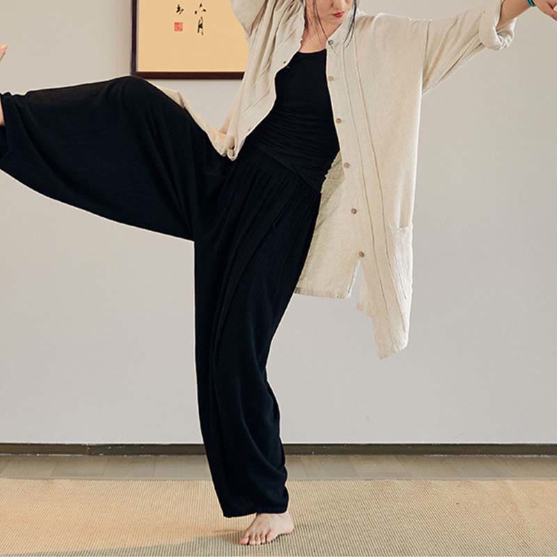 Buddha Stones, abrigo liso de manga larga, chaqueta, pantalones de pierna ancha, ropa de meditación Zen Tai Chi Yoga - image 22