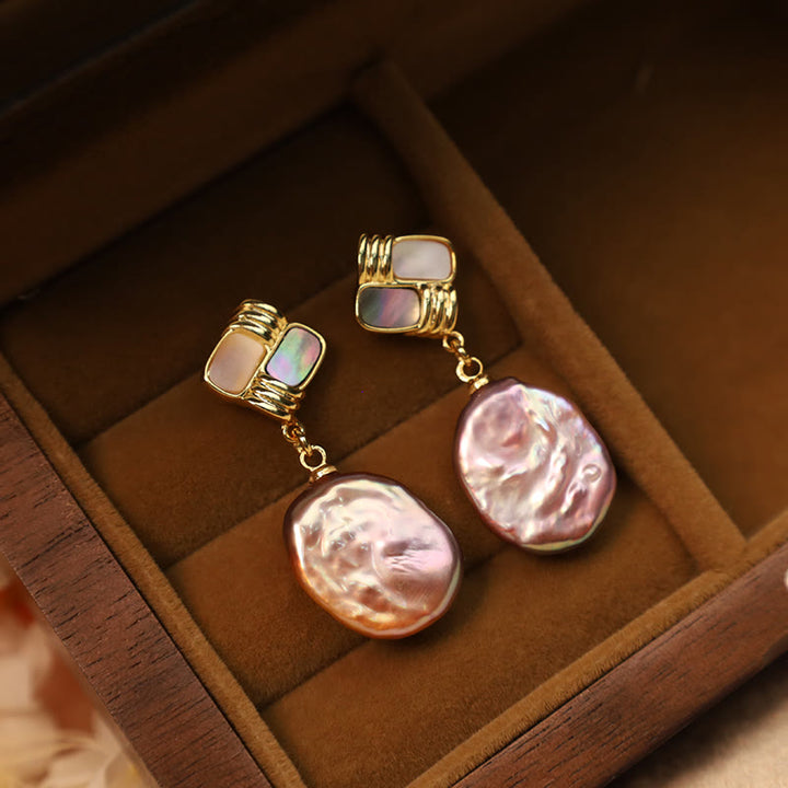 Pendientes colgantes curativos de perlas barrocas naturales de oro chapado en cobre con postes de plata de ley 925 con Buddha Stones - image 2