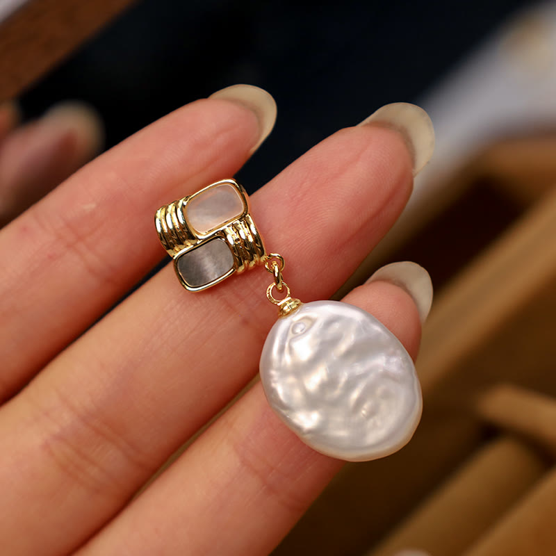 Pendientes colgantes curativos de perlas barrocas naturales de oro chapado en cobre con postes de plata de ley 925 con Buddha Stones - image 8