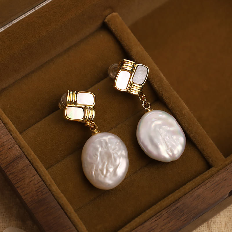 Pendientes colgantes curativos de perlas barrocas naturales de oro chapado en cobre con postes de plata de ley 925 con Buddha Stones - image 7