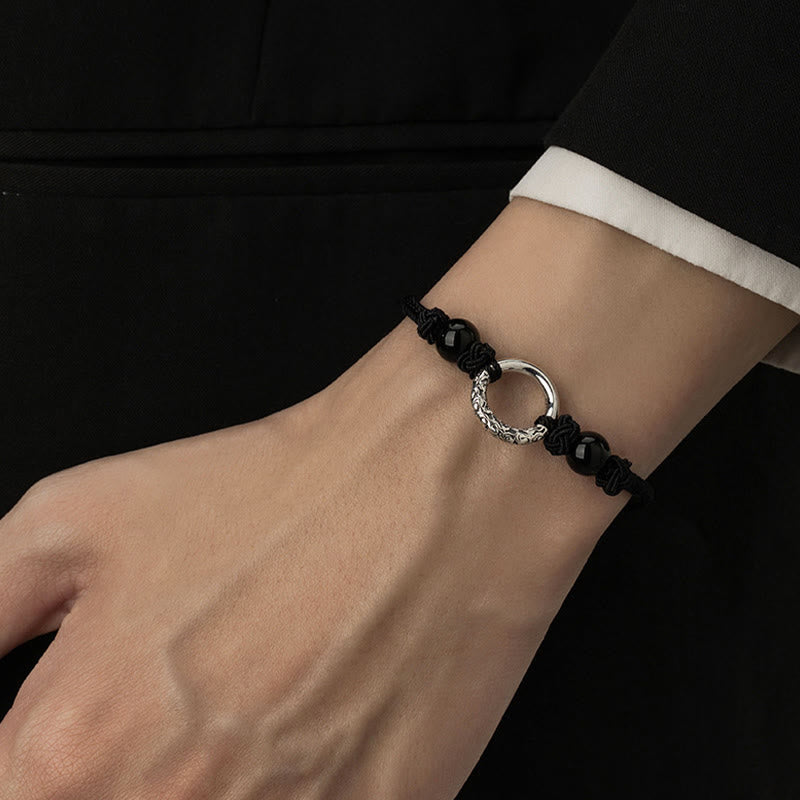 Pulsera de protección con hebilla de paz de ónix negro de plata de ley 925 con Buddha Stones - image 9