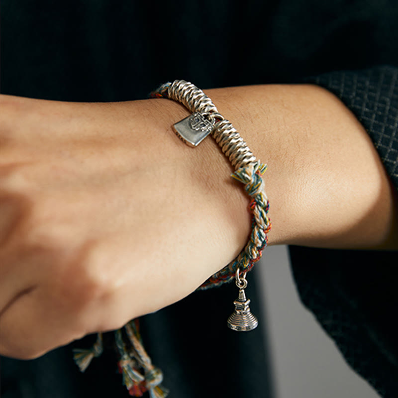 Pulsera de múltiples hebras de protección hecha a mano de plata de ley 925 con Buddha Stones - image 9